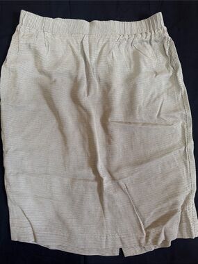 Vintage Beige Mini Skirt Size 10 Geometric Print Elastic Waist Y2K 0026